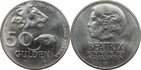 50 Gulden 1982 
Europäische Münzen und Medaillen, Niederlande / Netherlands. 200 J. diplomatische Beziehungen USA. 50 Gulden 1982, Silber. 0.74 OZ. K...