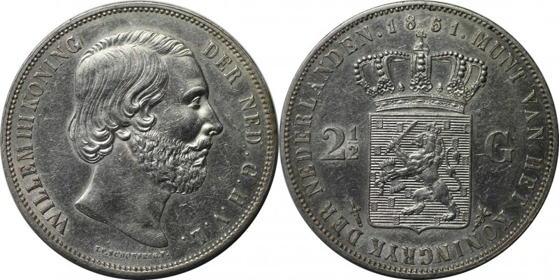 2-1/2 Gulden 1851 
Europäische Münzen und Medaillen, Niederlande / Netherlands....