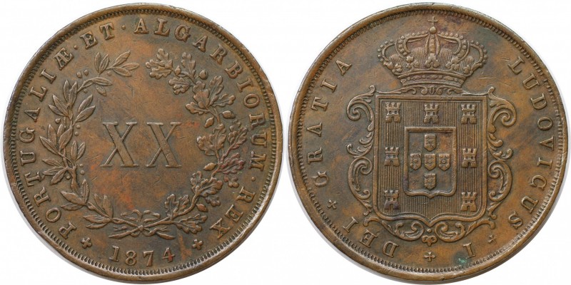 20 Reis 1874 
Europäische Münzen und Medaillen, Portugal. Luiz I. 20 Reis 1874,...