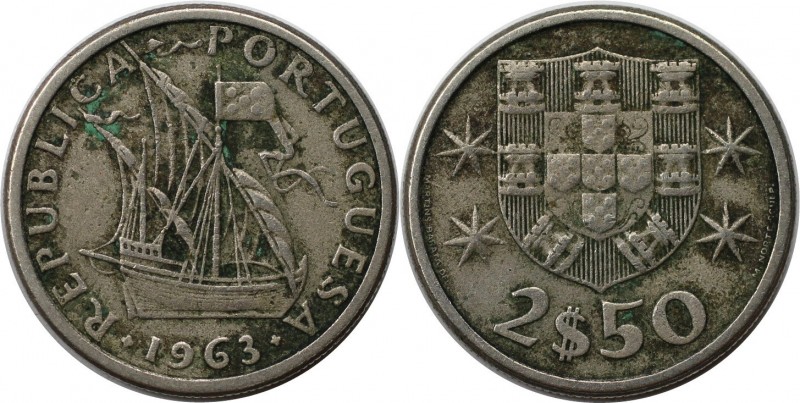 2.5 Escudos 1963 
Europäische Münzen und Medaillen, Portugal. 2.5 Escudos 1963,...