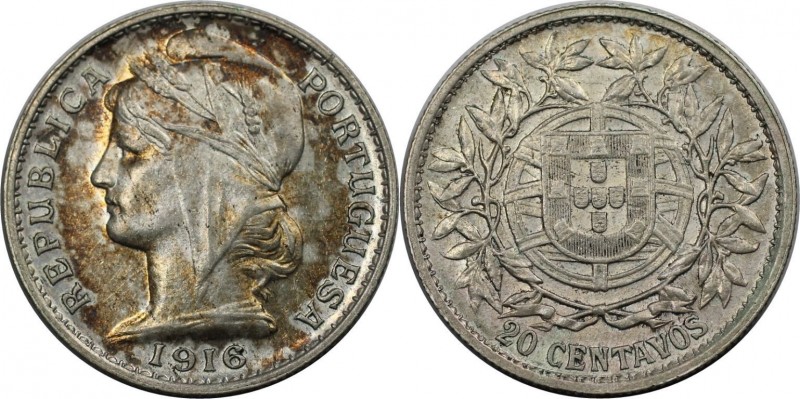 20 Centavos 1916 
Europäische Münzen und Medaillen, Portugal. 20 Centavos 1916,...