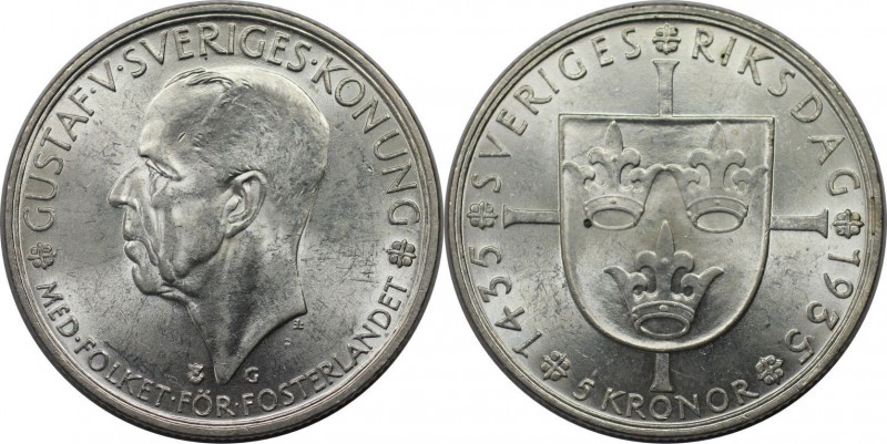 5 Kronor 1935 
Europäische Münzen und Medaillen, Schweden / Sweden. Gustaf V. (...