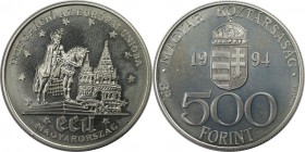 500 Forint 1994 
Europäische Münzen und Medaillen, Ungarn / Hungary. 500 Forint 1994, Silber. 0.93 OZ. KM 710. Stempelglanz