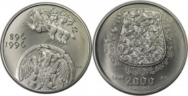 2000 Forint 1996 
Europäische Münzen und Medaillen, Ungarn / Hungary. 2000 Forint 1996, Silber. 0.93 OZ. KM 718. Polierte Platte