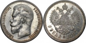 Rubel 1897 
Russische Münzen und Medaillen, Nikolaus II. (1894-1918). Rubel 1897, Brüssel. Silber. Bitkin 203. Sev 4044, Uzd 2078. UNC. Einige vorder...
