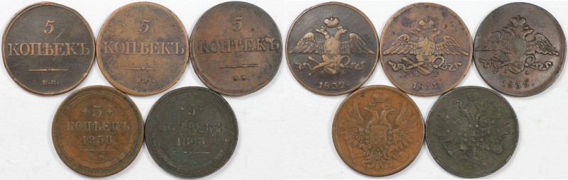 Lot von 5 Münzen 1832 - 1860 
Russische Münzen und Medaillen, Lots und Samllung...