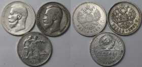 Lot von 3 münzen 1897 - 1924 
Russische Münzen und Medaillen, Lots und Samllungen Russische Münzen und Medaillen. 3 x 1 Rubel 1897-1924, Lot von 3 mü...