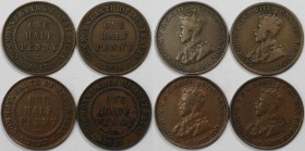 Lot von 4 Münzen 1917 - 1929 
Weltmünzen und Medaillen, Australien / Australia, Lots und Sammlungen. George V. 4 x 1/2 Penny 1917-1929. Bronze. KM 22...