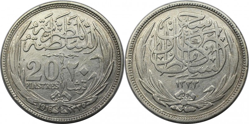 20 Piastres 1916 
Weltmünzen und Medaillen, Ägypten / Egypt. Hussein Kamil (191...