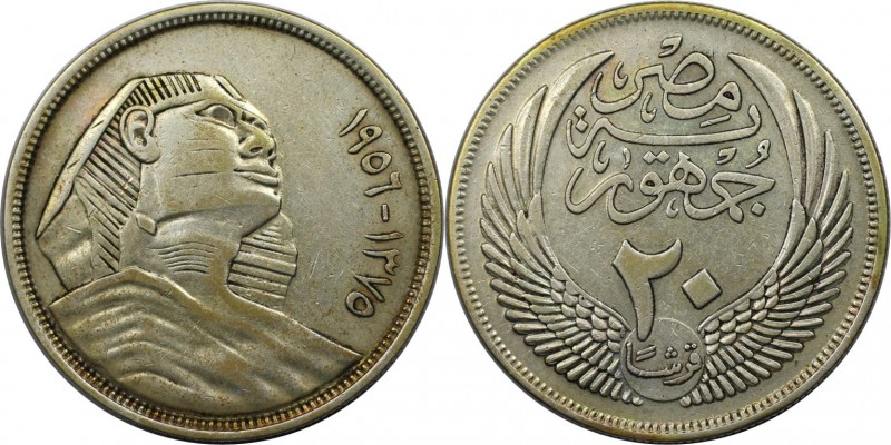 20 Piastres 1956 
Weltmünzen und Medaillen, Ägypten / Egypt. 20 Piastres 1956, ...