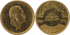 5 Pounds 1970 
Weltmünzen und Medaillen, Ägypten / Egypt. Präsident Nasser. 5 Pounds 1970, Gold. KM 428. PCGS MS63