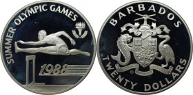 20 Dollars 1988 
Weltmünzen und Medaillen, Barbados. XXIV. Olympische Sommerspiele, Seoul 1988 - Hürdenlauf. 20 Dollars 1988, Silber. 0.69 OZ. KM 49....