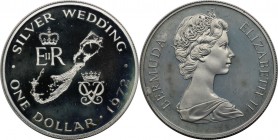 1 Dollar 1972 
Weltmünzen und Medaillen, Bermuda. Silberhochzeit von Königin Elisabeth II. und Prinz Philip. 1 Dollar 1972, Silber. 0.84 OZ. Polierte...