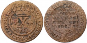 10 Reis 1753 
Weltmünzen und Medaillen, Brasilien / Brazil. Jose I. (1750-1777). 10 Reis 1753, Kupfer. KM 174.1. Schön-sehr schön