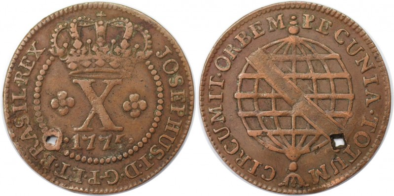 10 Reis 1775 
Weltmünzen und Medaillen, Brasilien / Brazil. Jose I. (1750-1777)...