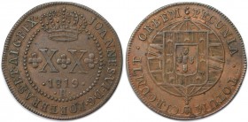 20 Reis 1819 R
Weltmünzen und Medaillen, Brasilien / Brazil. Joao VI. (1818-1822). 20 Reis 1819 R, Kupfer. KM 316.1. Vorzüglich