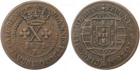 10 Reis 1821 R
Weltmünzen und Medaillen, Brasilien / Brazil. Joao VI. (1818-1822). 10 Reis 1821 R, Kupfer. KM 314.1. Vorzüglich