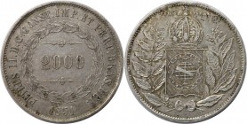 2000 Reis 1851 
Weltmünzen und Medaillen, Brasilien / Brazil. Pedro II. (1831-1889). 2000 Reis 1851, Silber. 0.75 OZ. Fast Vorzüglich