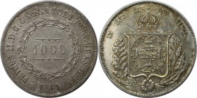 1000 Reis 1861 
Weltmünzen und Medaillen, Brasilien / Brazil. Pedro II. (1831-1889). 1000 Reis 1861, Silber. 0.37 OZ. Vorzüglich