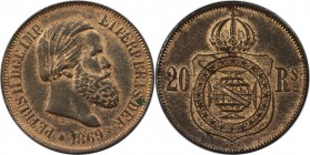 20 Reis 1869 
Weltmünzen und Medaillen, Brasilien / Brazil. Pedro II. (1831-1889). 20 Reis 1869, Bronze. KM 474. Vorzüglich-stempelglanz