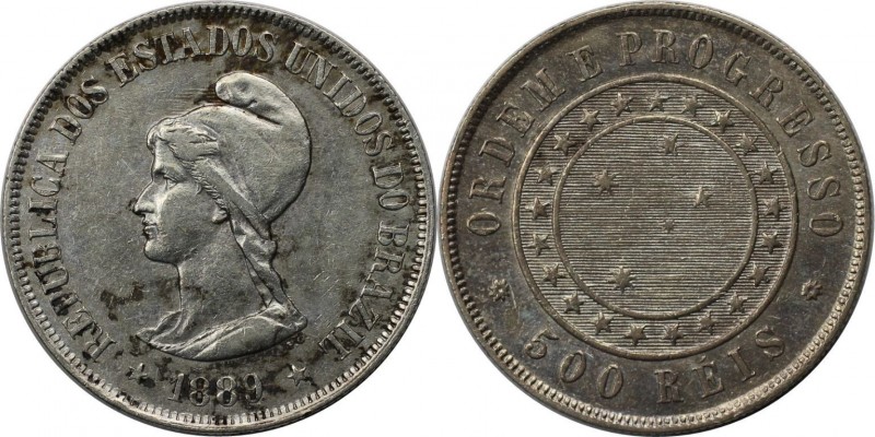 500 Reis 1889 
Weltmünzen und Medaillen, Brasilien / Brazil. 500 Reis 1889, Sil...