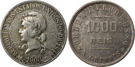 1000 Reis 1908 
Weltmünzen und Medaillen, Brasilien / Brazil. 1000 Reis 1908, Silber. 0,29 OZ. KM 507. Sehr schön-vorzüglich
