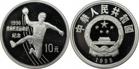10 Yuan 1995 
Weltmünzen und Medaillen, China. Olympische Spiele - Handball. 10 Yuan 1995, Silber. KM 759. Polierte Platte