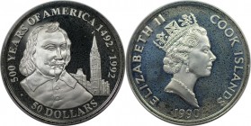 50 Dollars 1990 
Weltmünzen und Medaillen, Cookinseln / Cook Islands. Serie: 500 Jahre Amerika - Samuel de Camplain. 50 Dollars 1990, Silber. 0.93 OZ...