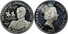 50 Dollars 1993 
Weltmünzen und Medaillen, Cookinseln / Cook Islands. Serie: 500 Jahre Amerika - Jose de San Martin. 50 Dollars 1993, Silber. 0.93 OZ...