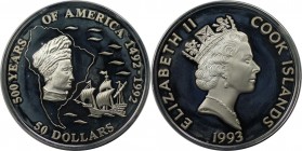 50 Dollars 1993 
Weltmünzen und Medaillen, Cookinseln / Cook Islands. Serie: 500 Jahre Amerika - Amerigo Vespucci. 50 Dollars 1993, Silber. 0.93 OZ. ...