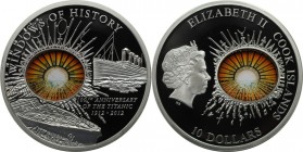 10 Dollars 2012 
Weltmünzen und Medaillen, Cookinseln / Cook Islands. "WINDOWS OF HISTORY" RMS Titanic. 10 Dollars 2012, 0.925 Silber. 50 g. 50 mm. P...