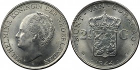 2-1/2 Gulden 1944 
Weltmünzen und Medaillen, Curaçao. Wilhelmina (1890-1948). 2-1/2 Gulden 1944, Silber. 0.72 OZ. KM 46. Fast Stempelglanz