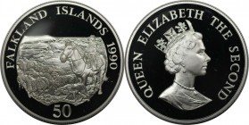 50 Pence 1990 
Weltmünzen und Medaillen, Falklandinseln / Falkland islands. Kinderfonds. 50 Pence 1990, Silber. 0.84 OZ. KM 26a. Polierte Platte