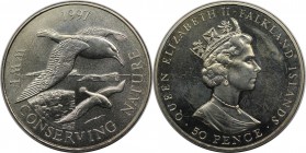 50 Pence 1997 
Weltmünzen und Medaillen, Falklandinseln / Falkland islands. WWF - Albatrosse. 50 Pence 1997. Stempelglanz
