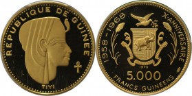 5000 Francs 1970 
Weltmünzen und Medaillen, Guinea. 10. Jahrestag der Unabhängigkeit - Tyti. 5000 Francs 1970, Gold. KM 39. PCGS PR67 DCAM