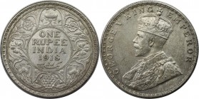 1 Rupee 1918 
Weltmünzen und Medaillen, Indien / India. British Indien. George V. (1910-1936). 1 Rupee 1918, Silber. KM 524. Stempelglanz. Berieben. ...