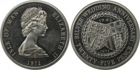25 Pence 1972 
Weltmünzen und Medaillen, Isle of Man. 25. Hochzeitsjubiläum. 25 Pence 1972, Kupfer-Nickel. KM 25. Vorzüglich