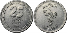 25 Mils 1948 
Weltmünzen und Medaillen, Israel. Weintrauben - 1. Münze des Staates Israel. 25 Mils 1948, Aluminium. KM #8. Fast Stempelglanz, Randfeh...
