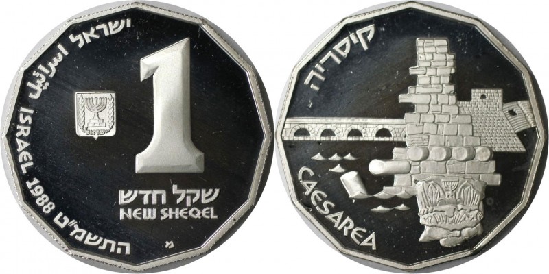 1 New Sheqel 1988 
Weltmünzen und Medaillen, Israel. Historische Stätten - Caes...