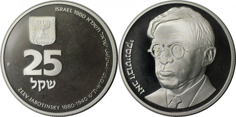 25 Shekel 1980 
Weltmünzen und Medaillen, Israel. Zeev Jabotinsky. 25 Shekel 19...