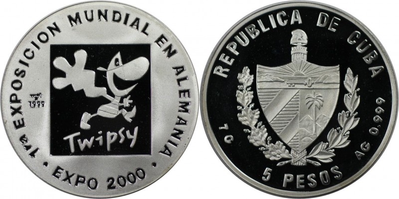 5 Pesos 1999 
Weltmünzen und Medaillen, Kuba / Cuba. "Expo 2000 - Twipsy". 5 Pe...