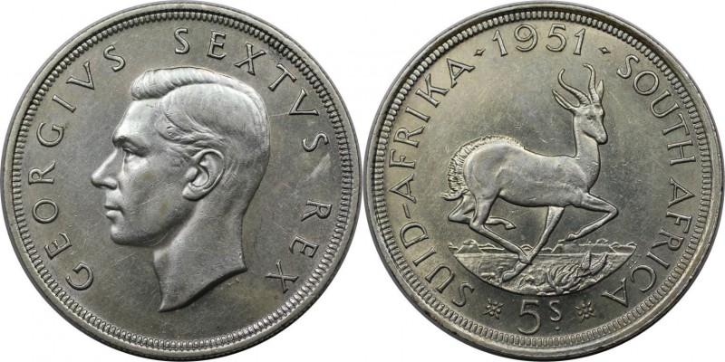 5 Shillings 1951 
Weltmünzen und Medaillen, Südafrika / South Africa. Georg VI....