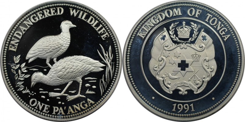 1 Pa'anga 1991 
Weltmünzen und Medaillen, Tonga. Gefährdete Tierwelt - Tongan M...