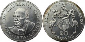 20 Crowns 1974 
Weltmünzen und Medaillen, Turks und Caicos Inseln / Turks and Caicos Islands. 100. Jahrestag der Geburt von Winston Churchill. 20 Cro...