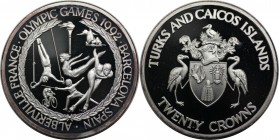 20 Crowns 1992 
Weltmünzen und Medaillen, Turks und Caicos Inseln / Turks and Caicos Islands. "1992 Sommerolympiade, Barcelona". 20 Crowns 1992, Silb...