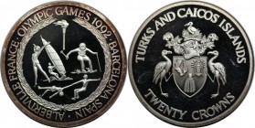 20 Crowns 1992 
Weltmünzen und Medaillen, Turks und Caicos Inseln / Turks and Caicos Islands. "1992 Sommerolympiade, Barcelona". 20 Crowns 1992, Silb...