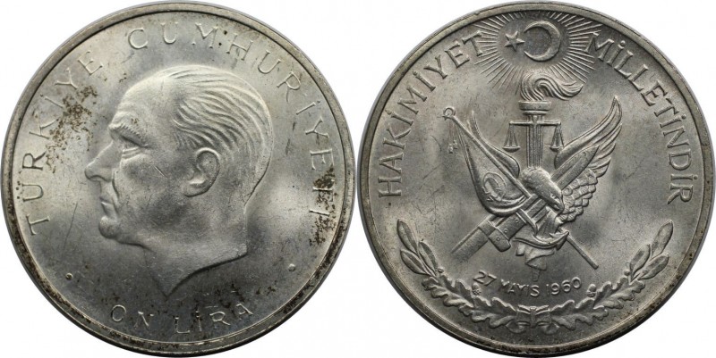 10 Lira 1960 
Weltmünzen und Medaillen, Türkei / Turkey. Kemal Atatürk. 27. Mai...