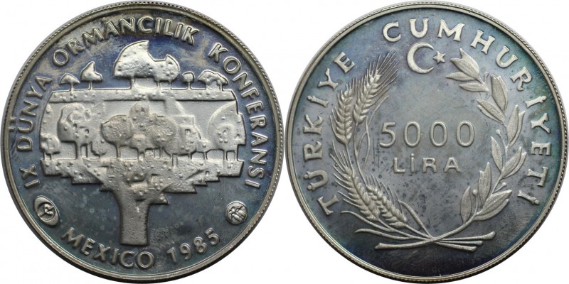 5000 Lira 1985 
Weltmünzen und Medaillen, Türkei / Turkey. F.A.O. - Weltkongreß...