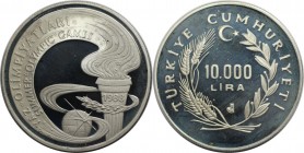 10000 Lira 1988 
Weltmünzen und Medaillen, Türkei / Turkey. Sommerolympiade Seoul. 10000 Lira 1988, Silber. 0.69 OZ. KM 984. Polierte Platte