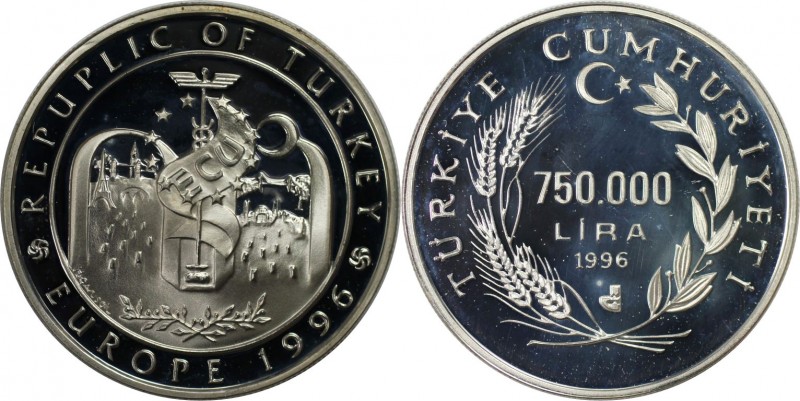 750000 Lira 1996 
Weltmünzen und Medaillen, Türkei / Turkey. Türkei in Europa. ...